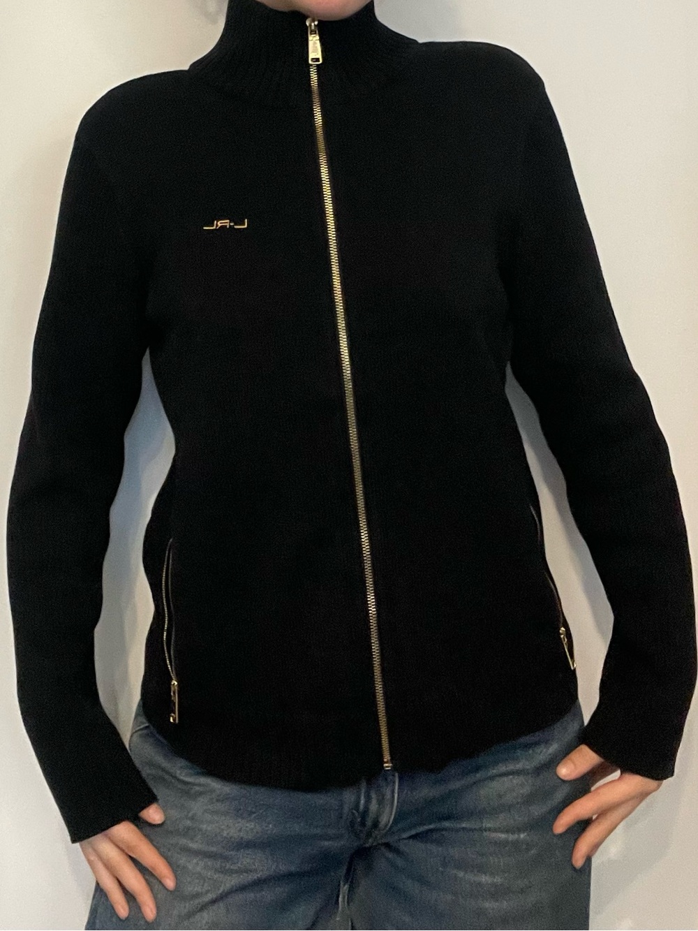 Ralph Lauren Ribbed Knit Turtleneck Zip-Up Sweater